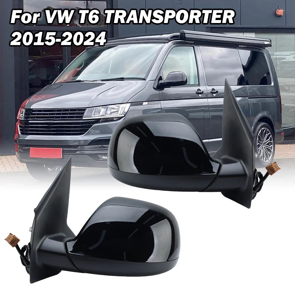 

7 Pin Door Side Mirror Assembly For Volkswagen T6 TRANSPORTER 2015 2016-2024 Black Automatic Folding Wing Mirror Car Accessories