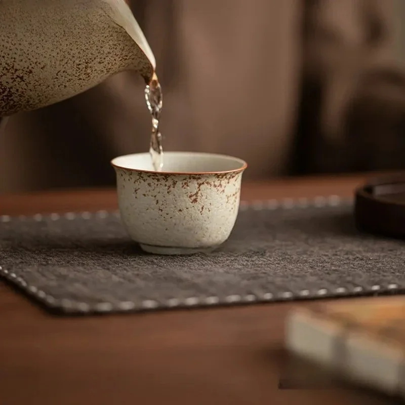 80ml Coarse Pottery Teacup Vintage Tea Bowl Beautiful Tea Cup Tea-tasting Personal Cup Chazhan Master Cups Cafes Decoration