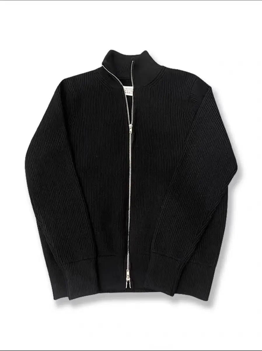 Men's Zipper Knitted Loose Fit High Collar Sweater Trendy Korean Style Casual Warmth Autumn Winter New Arrival Fashionable Ca...
