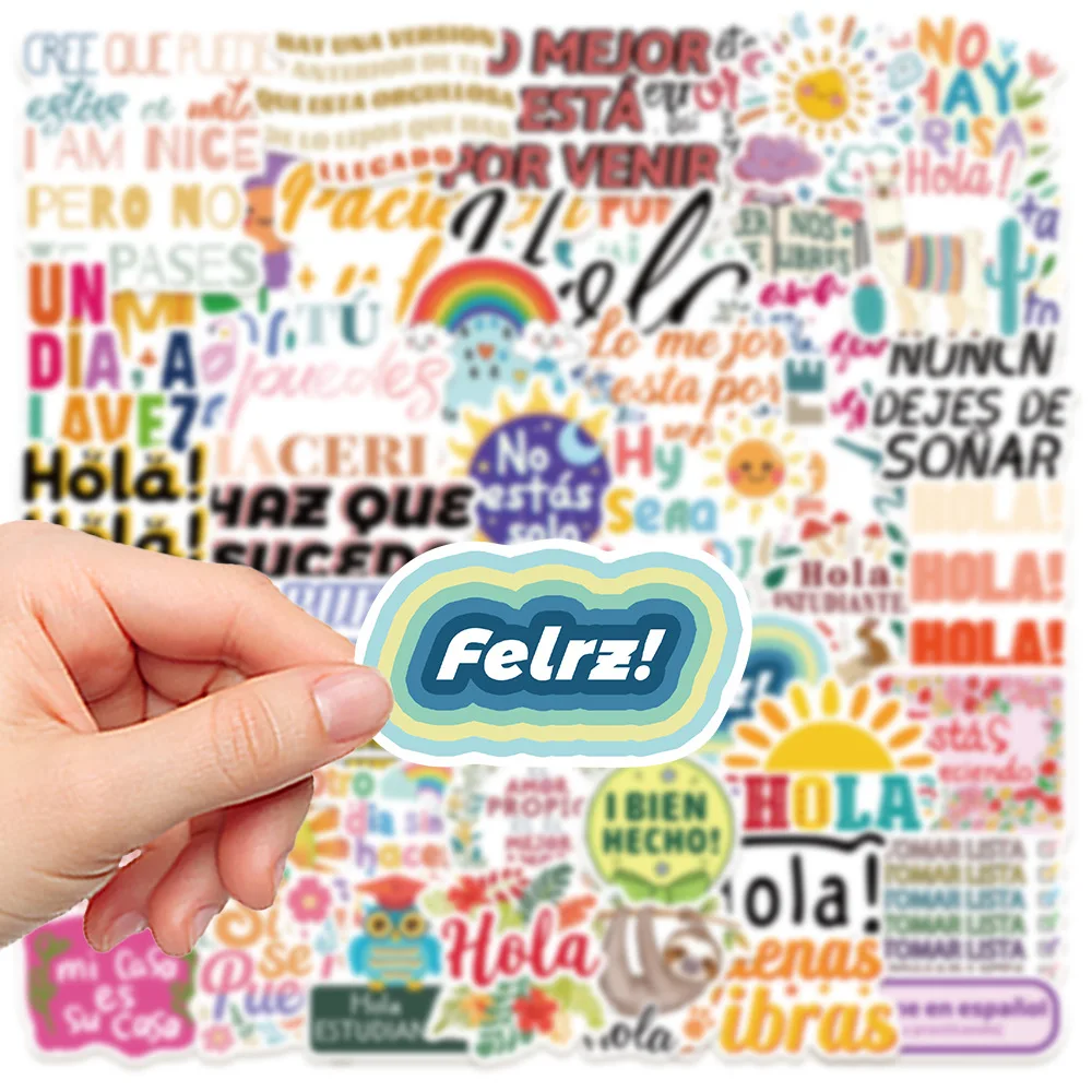 50 Uds pegatinas motivacionales en español materiales de cuenta lindos y exquisitos fundas de teléfono maletas para portátiles tazas de agua impermeables
