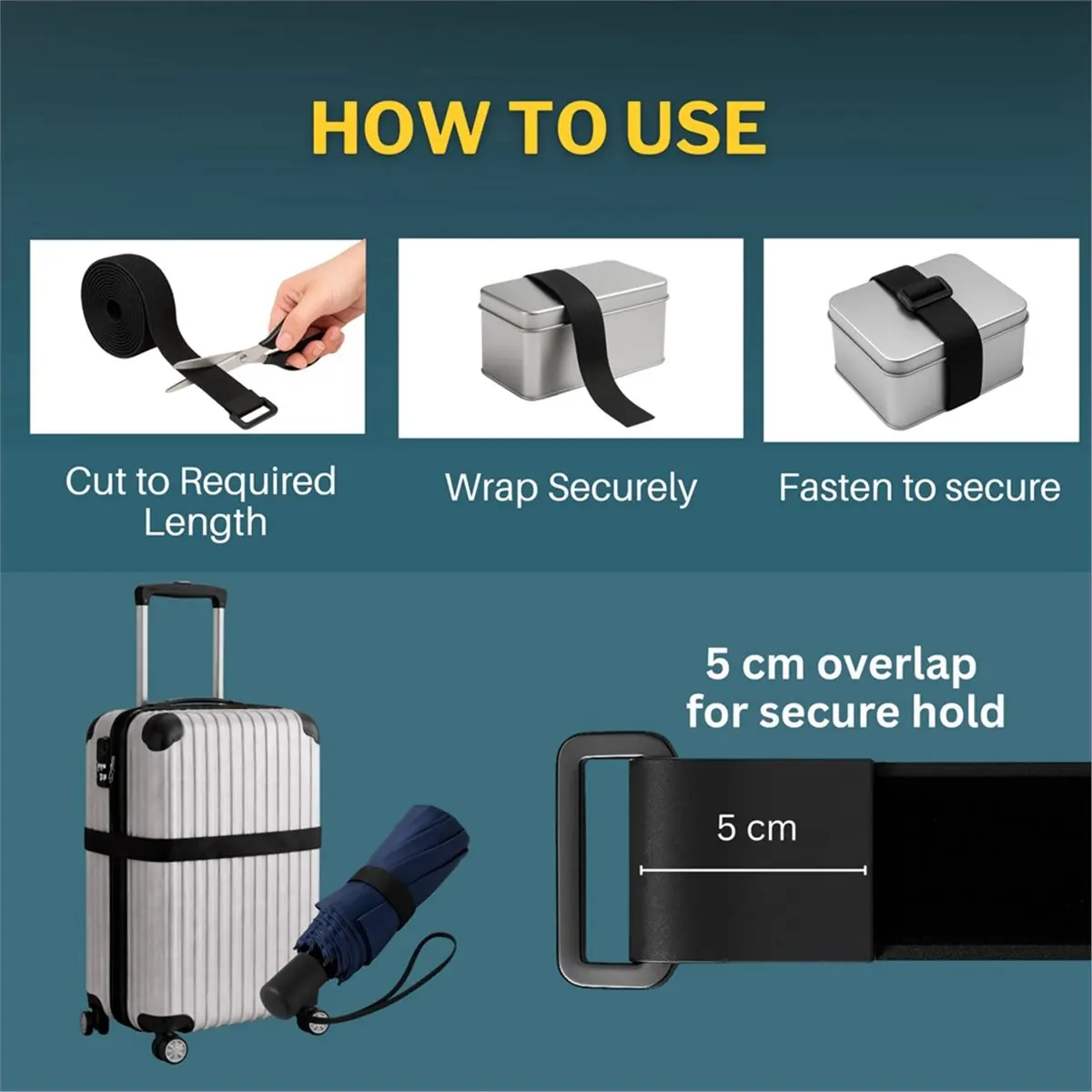 Light Weight Adjustable Cable Strap, 5m X 25mm, Reusable Cinch Strap, Strong Grip, Hook and Loop Multi-Purpose Fastening Strap K