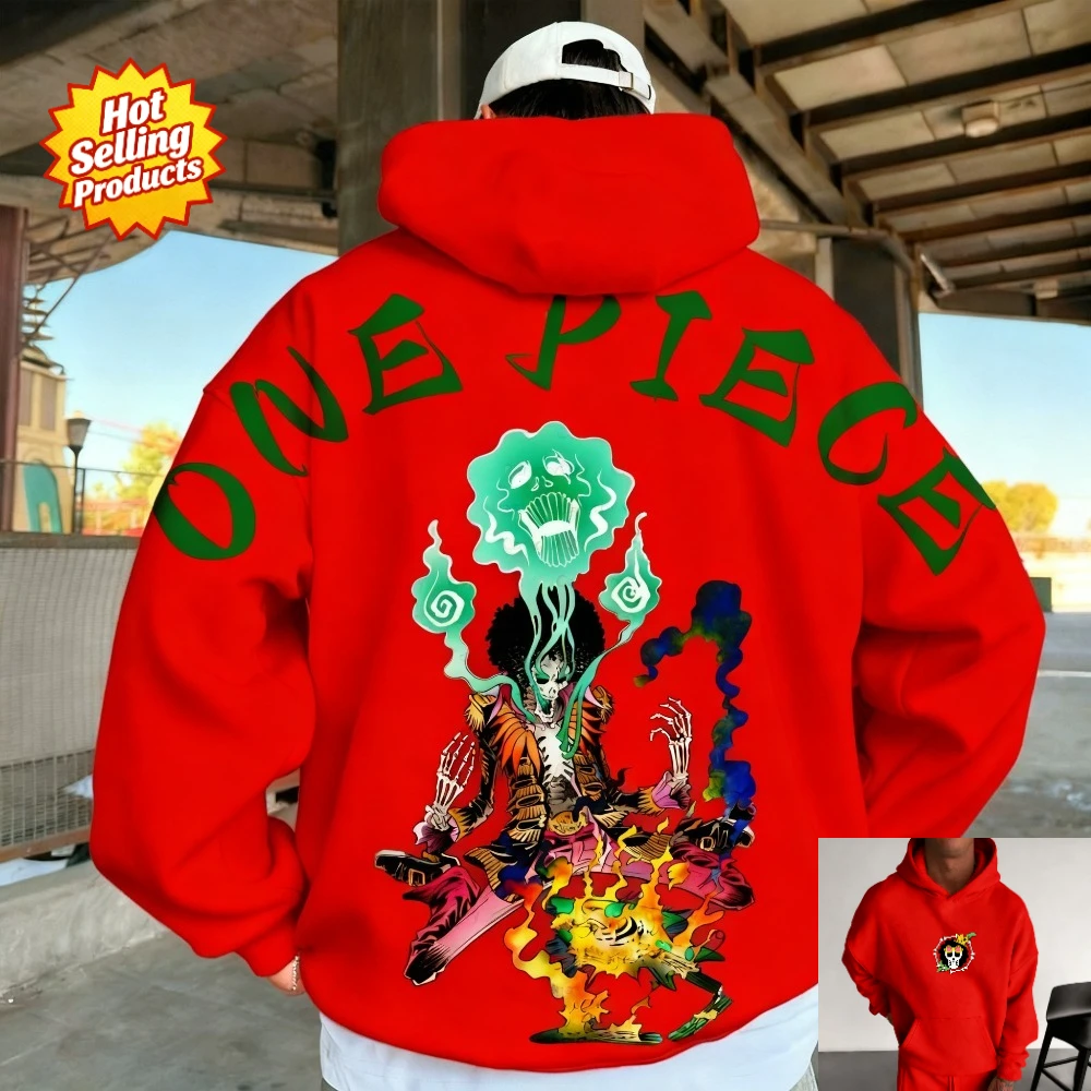 One Piece Hoodie Brook Soul King Anime Sweatshirt Men Women Cotton Oversized Loose Fit Comfort Streetwear Unisex Autumn Winter​