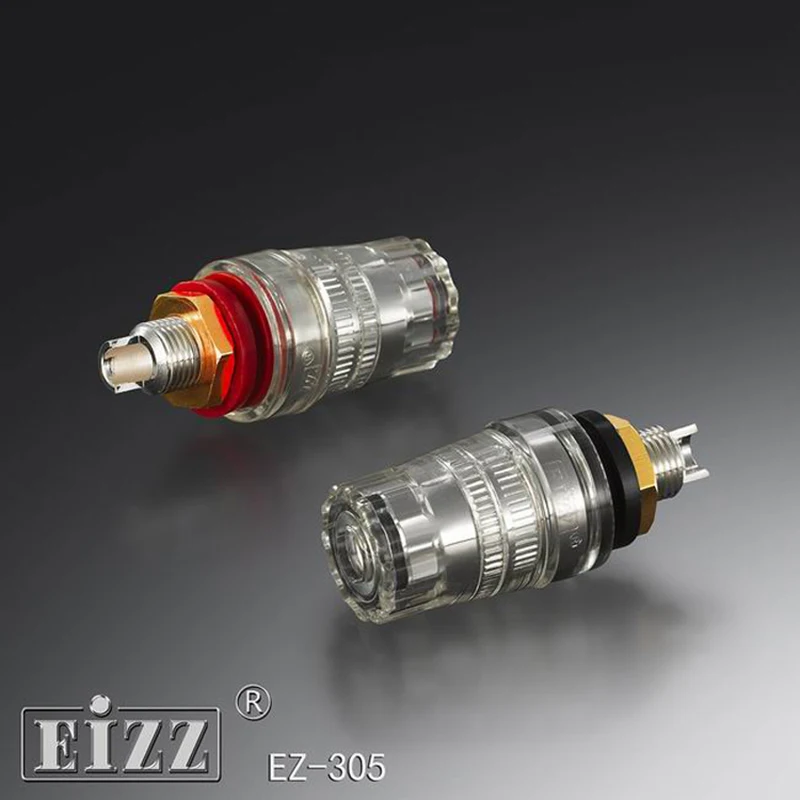 

2pcs EIZZ 200u&quot Silver Plated Brass Speaker AMP Binding Post HiFi Banana Jack Connector Terminal Socket Panel Chassis Mount