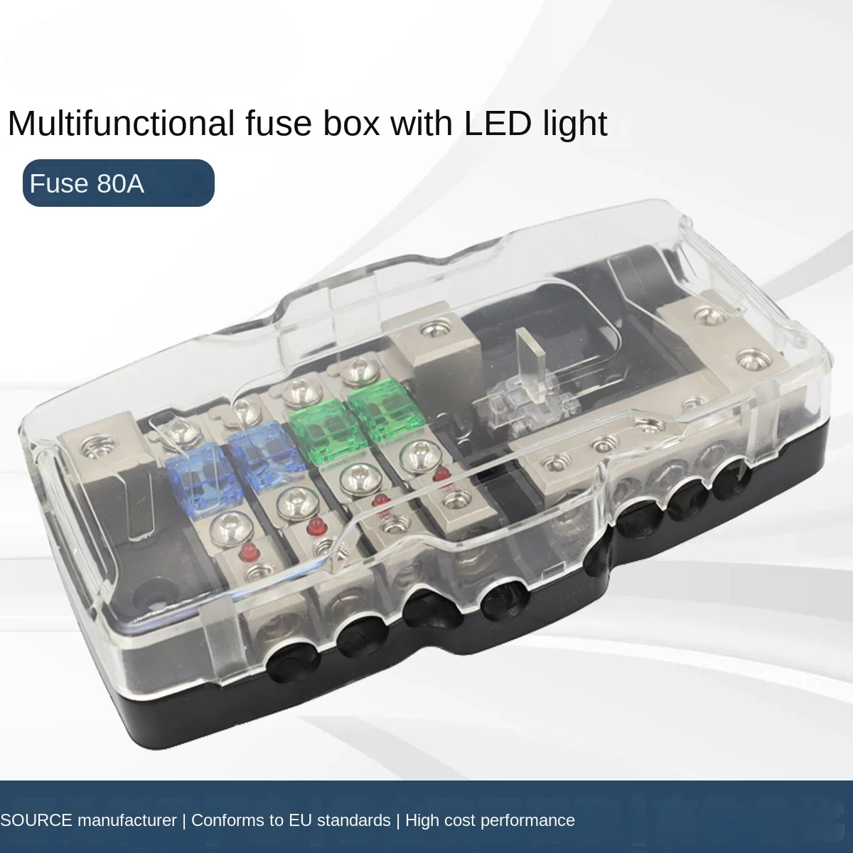 Premium Car Audio Modification Fuse Components – Four-way Fuse Holder with LED Light and Two-in-four Split Box