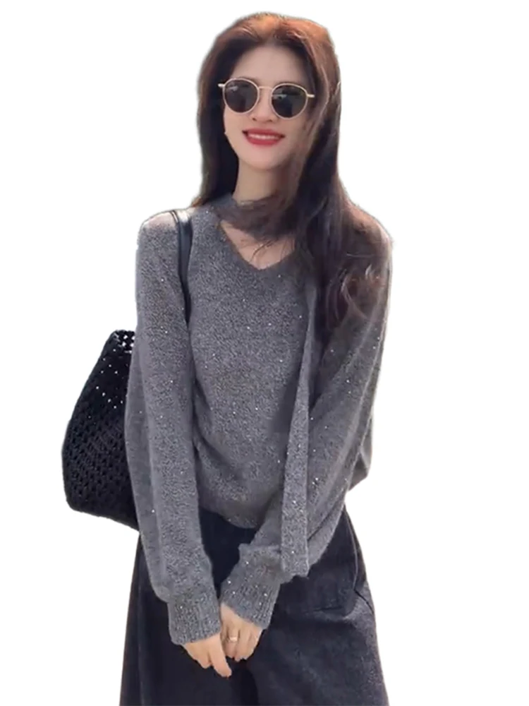 Koreanische Sle Lange Sve Gestrickte Pullover frauen Frühling Herbst Neue Weiche V-Ne Overhead Basis Schicht Sanfte Top Faionable