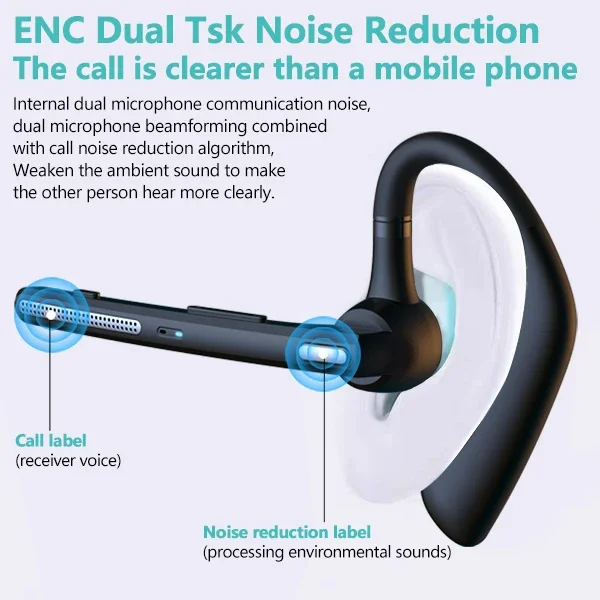 G10 سماعة رأس بخاصية البلوتوث للأعمال سماعات ستيريو لاسلكية رياضية بدون استخدام اليدين مع سماعات ميكروفون صوت إلكتروني ENC