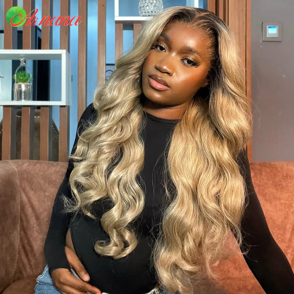 Perruque Lace Front Wig naturelle naturelle, cheveux humains, couleur blond cendré clair, 13x4, Style Body Wave, blond miel, 5x5, pour femmes