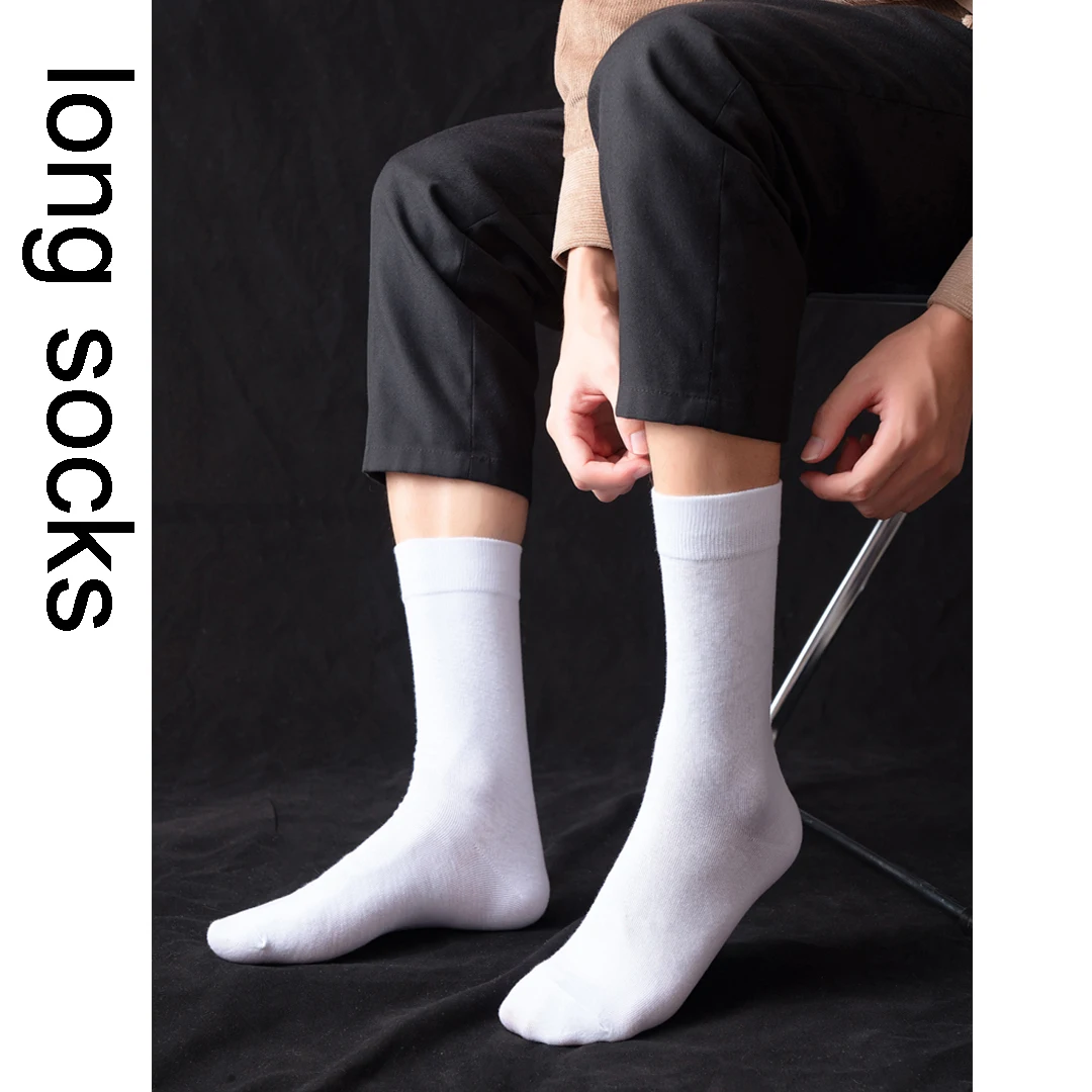 5 Pairs High Quality Spring Autumn Men\'s Cotton Socks Size38-45 Long Socks For Men Dress Socks Male Gifts Business Casual Sox