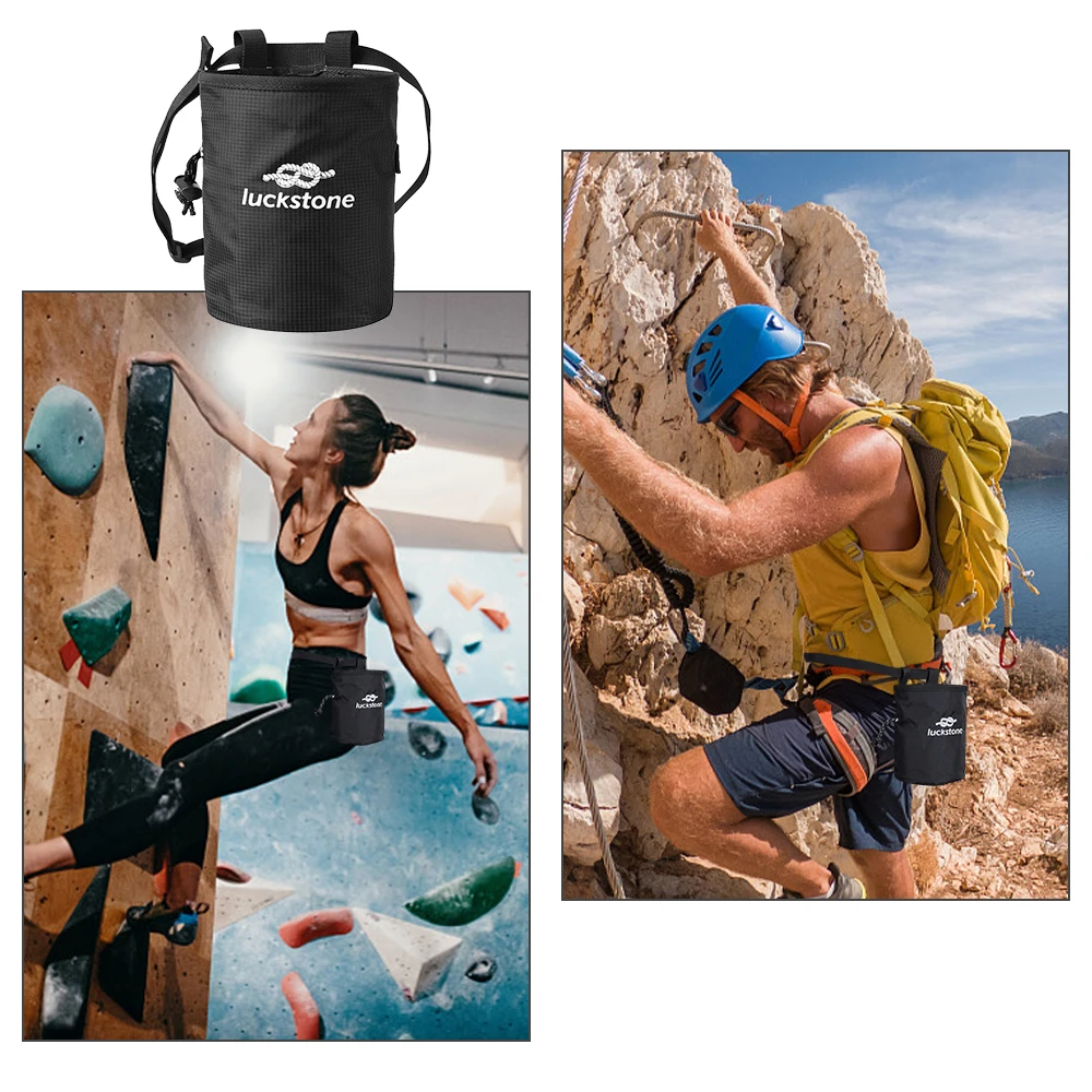 Outdoor Camping Climbing Chalk Bag with Adjustable Waist Belt and Brush for Rock Climbing Magnesium Powder Storage Pouch