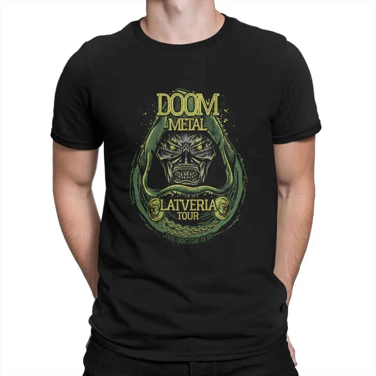 Marvel Doctor Doom Newest TShirt for Men Doom Metal Round Neck Pure Cotton T Shirt Personalize Birthday Gifts Streetwear