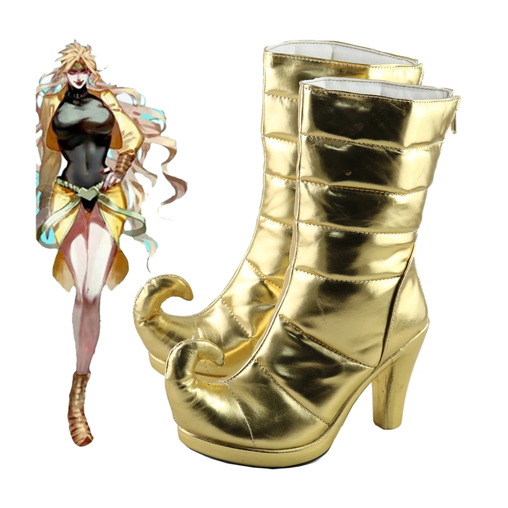 Dio Brando – chaussures de Cosplay, bottes en or jaune, Version féminine
