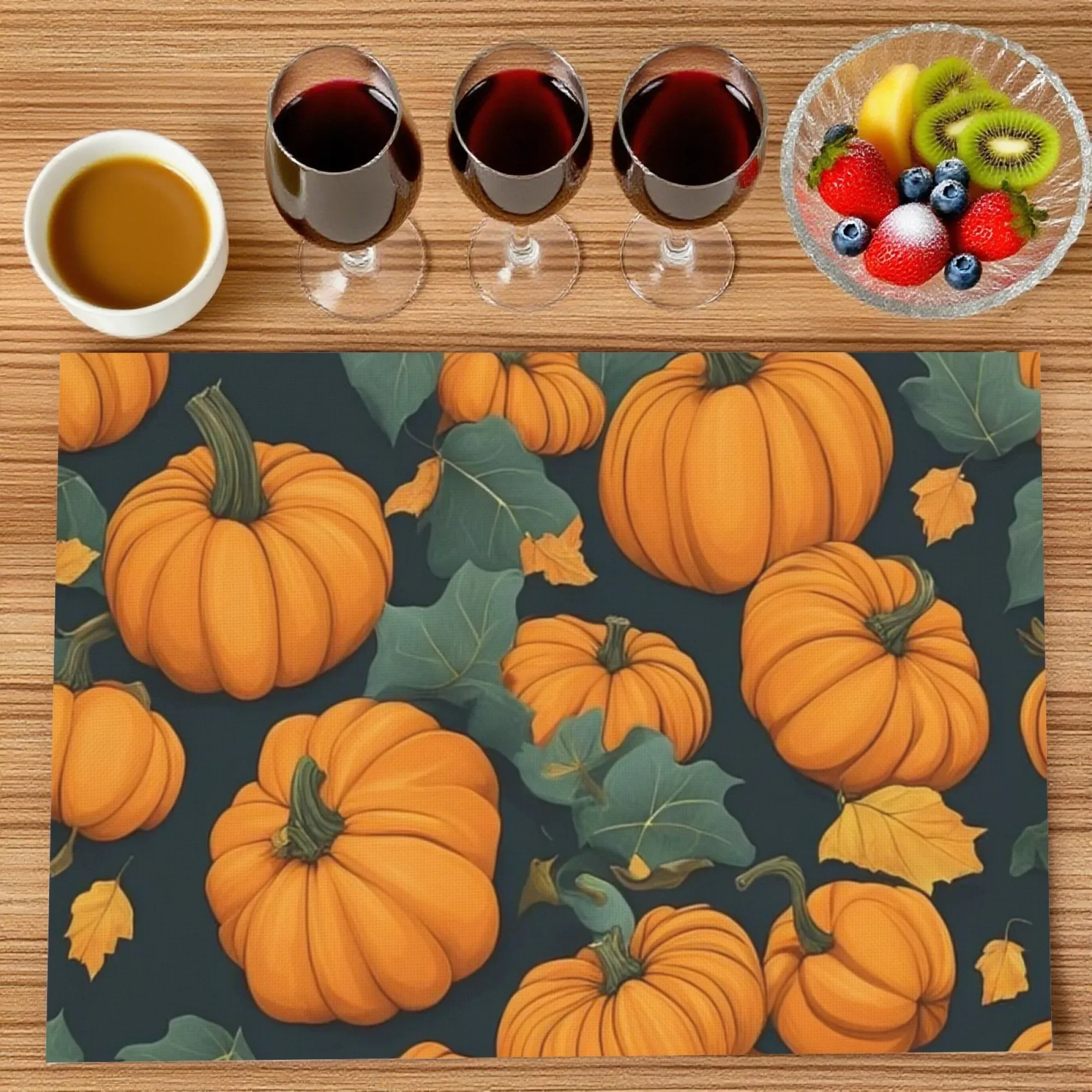 4pcs Fall Halloween Thanksgiving Pumpkin Placemats Set Woven Heat-Resistant Table Mats for Holiday Dining & Kitchen Party Decor