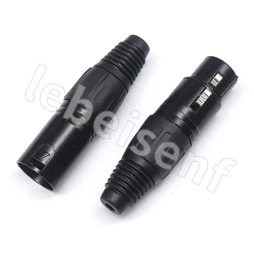 Imagen 2 del producto Conector de clavija de Cable de Audio para micrófono XLR macho/hembra de 4 pines Terminal de Cable de micrófono de cañón enchufe de micrófono negro