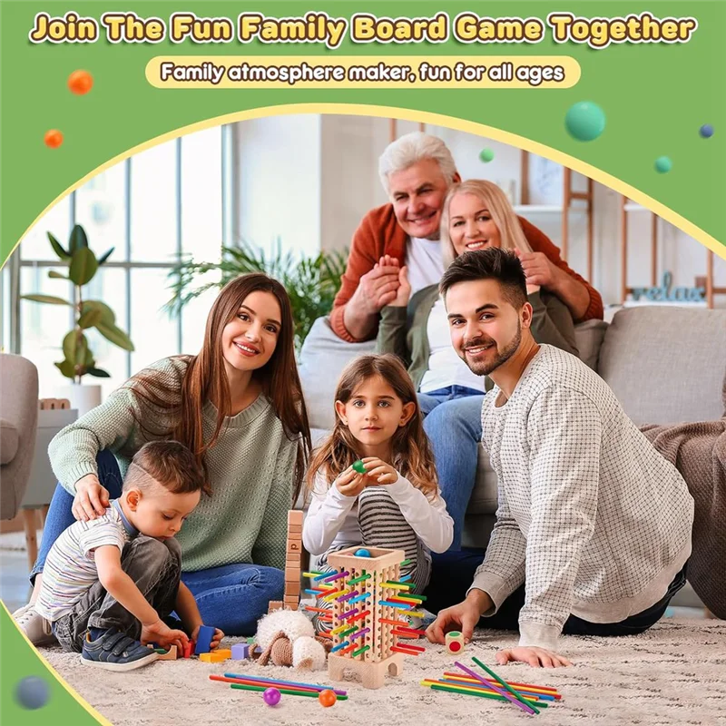 

FBIL-деревянная настольная игра Монтессори, 42, игра в кости с цветными палочками, математическая образовательная игра, семейная забавная игра в падение мяча