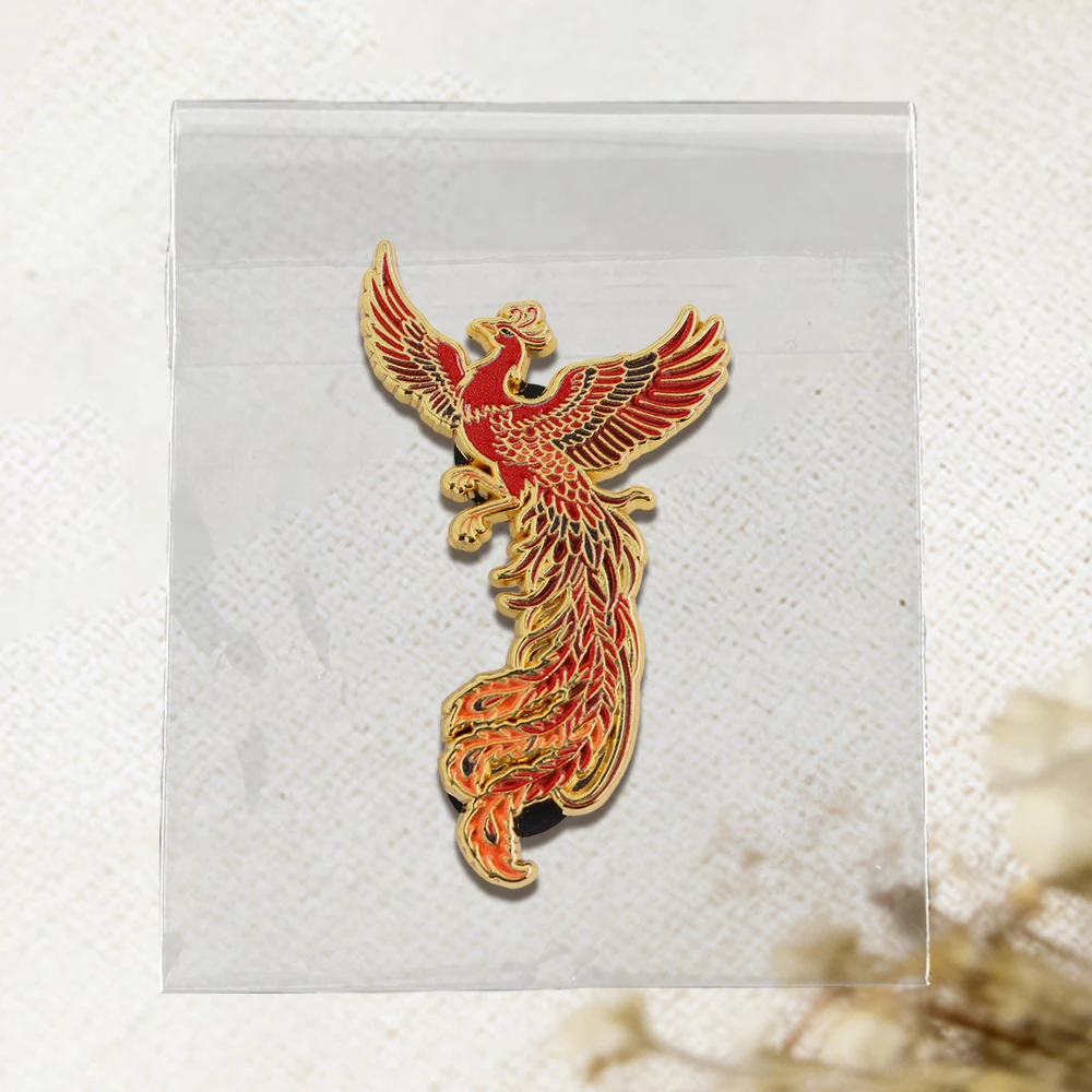 Roter Phönix Emaille-Pin Mythischer Feuervogel Brosche Wiedergeburt-Symbol Anstecknadel Fantasy-Vogel Schmuck Geschenk für Frauen Männer Rucksack-Zubehör – Detail 11