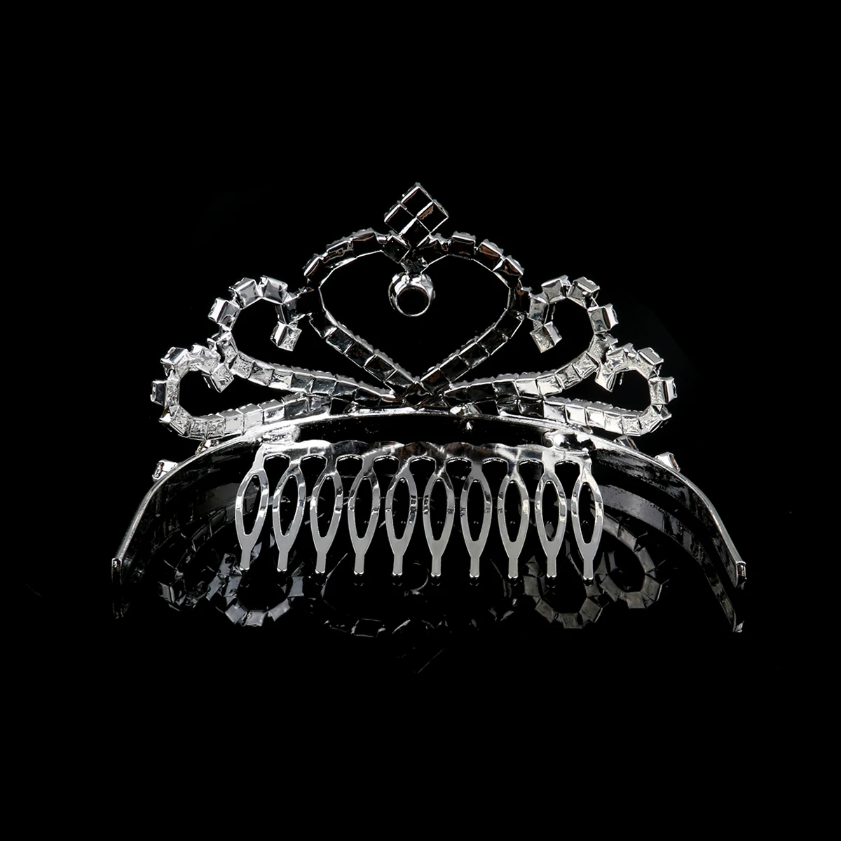 

Double Layer Crown Headband Silver Tinksky Alloy Rhinestone Bridal Tiara For Wedding Prom Hair Accessory