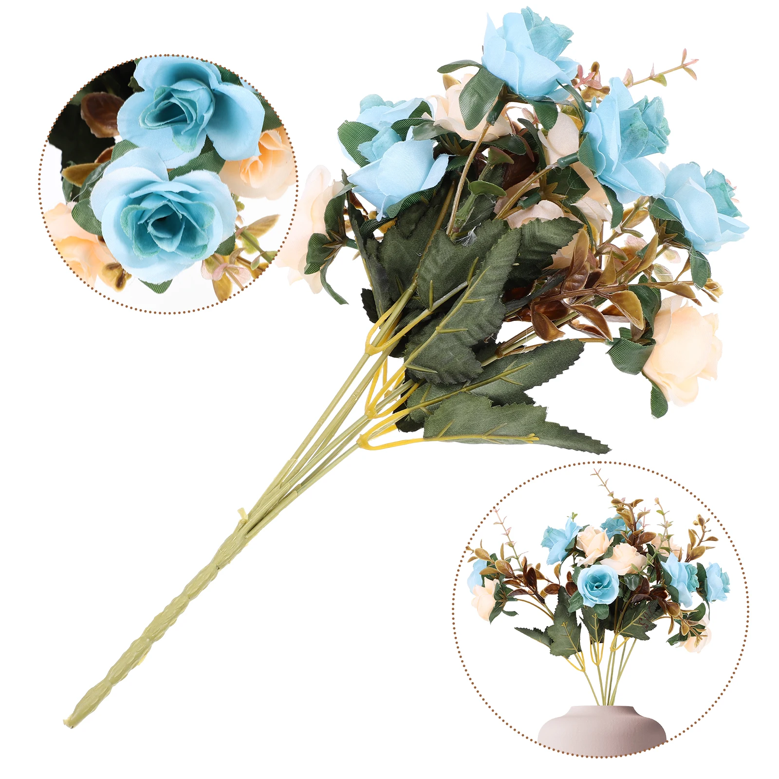 

2pcs Realistic Artificial Decors Natural Fake Flower Bouquet Home Flower Arrangement Decorative Diy Adornment Fake Rose Bouquet