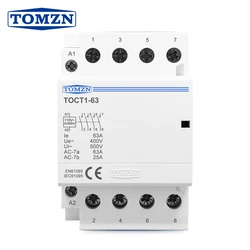 TOMZN TOCT1 4P 63A 110V COIL 400V~ 50/60HZ Din rail Household AC Modular contactor  4NO or 2NO 2NC Contactors