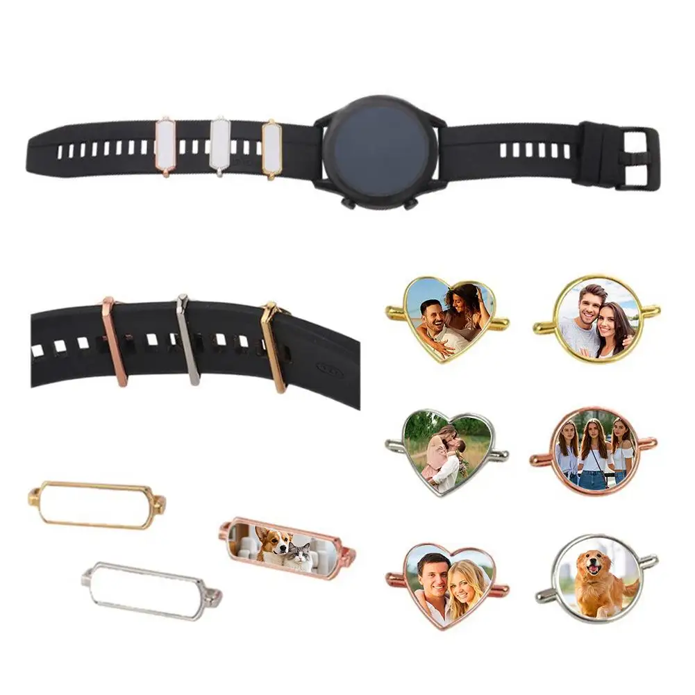 

DIY Metal Watch Band Decorative Buckle Custom Printed Watch /Gold/ Accessory Silver Pattern Strap 3 Photo Rose Colors Gold L2P1