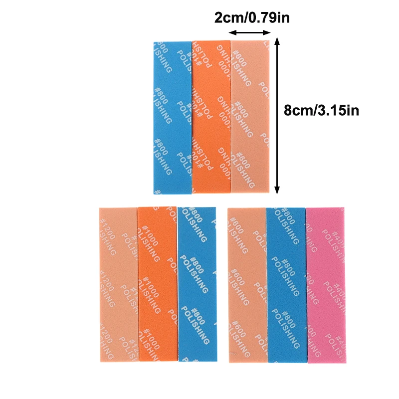 9Pcs/set 400~1200 Semi-rigid Sanding Sticks For Assembling Model Build Tools Hobby DIY MS-E Plastic Model Polishing Rod