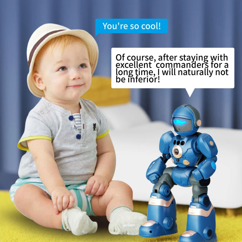 RC Robot Toy Intelligent 2.4G Voice Dialogue Audio Repetition Recording Light Remote Control Singing Dancing Mode Wireless Toys