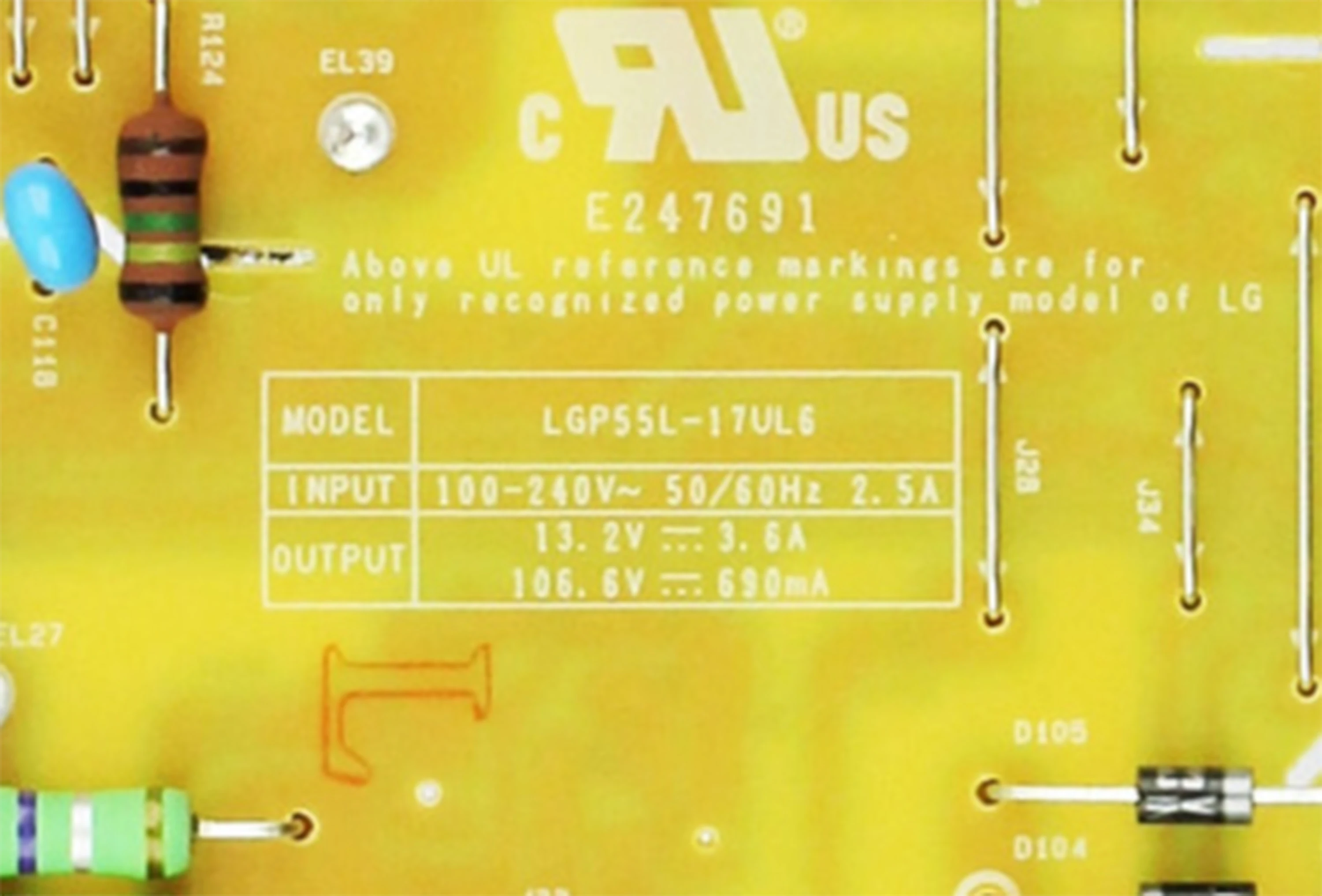 EAX67362501 (1.3) EAY64450501 LGP55L-17UL6 Power Supply Board is for 55UJ6540-UB 55UJ6500-CB 55UJ654T 55UJ651V 55UJ6540 55UH670V