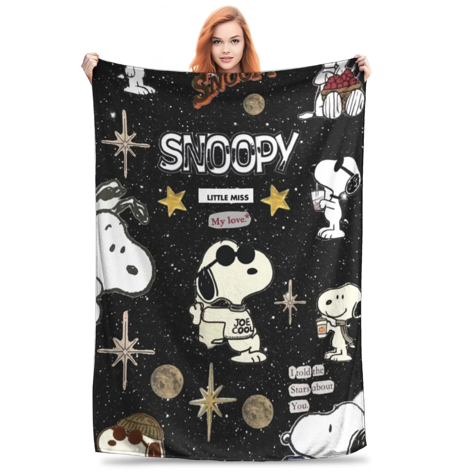 

Плед с рисунком собаки Snoopys Kawaill для дивана, мягкое пушистое плюшевое одеяло 50x60 дюймов, покрывало разных размеров на все сезоны