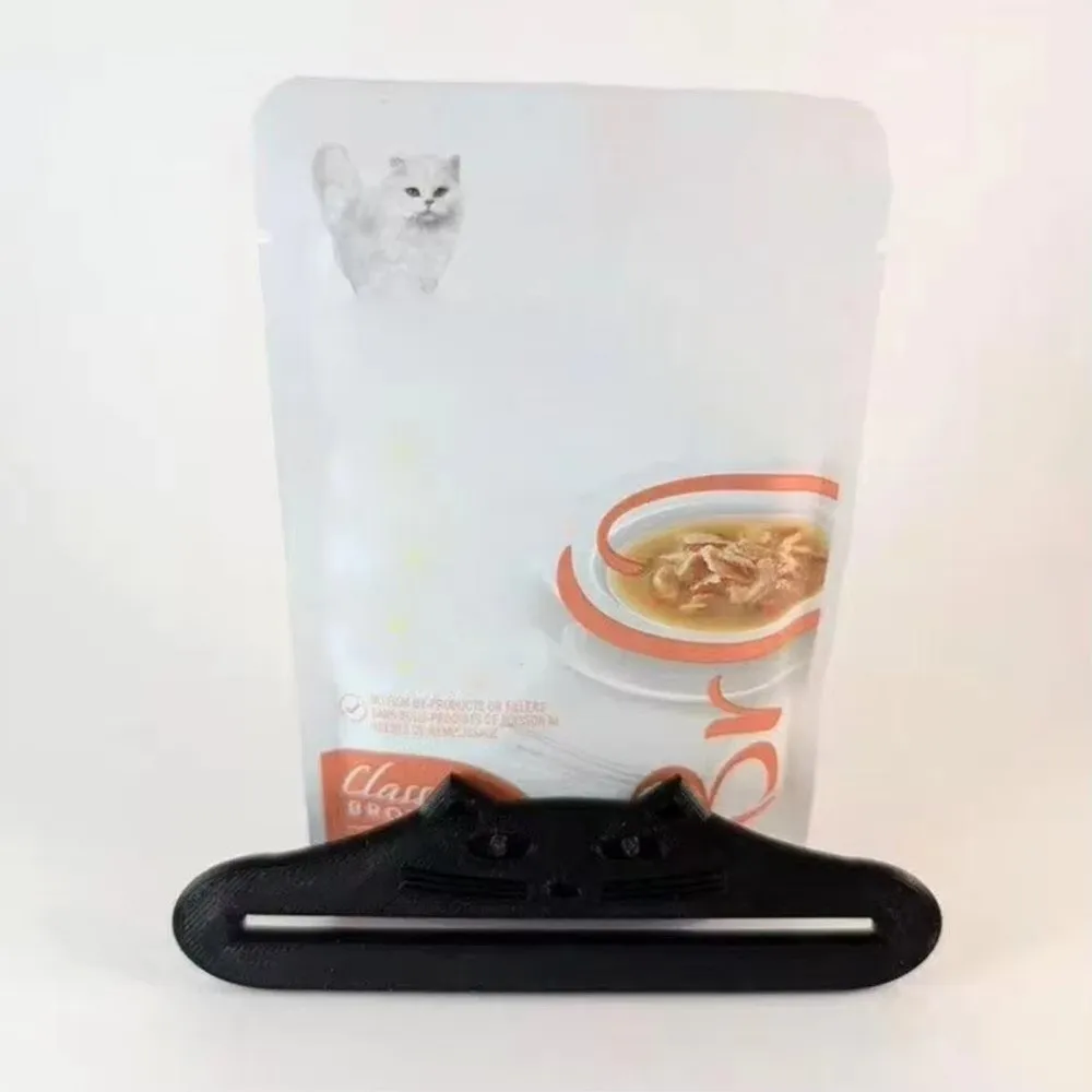Cat Shape Cat Treat Squeezer Reusable Adjustable Cat Treat Feeder Spoon Waterproof Squeezing Tools Food Extruder