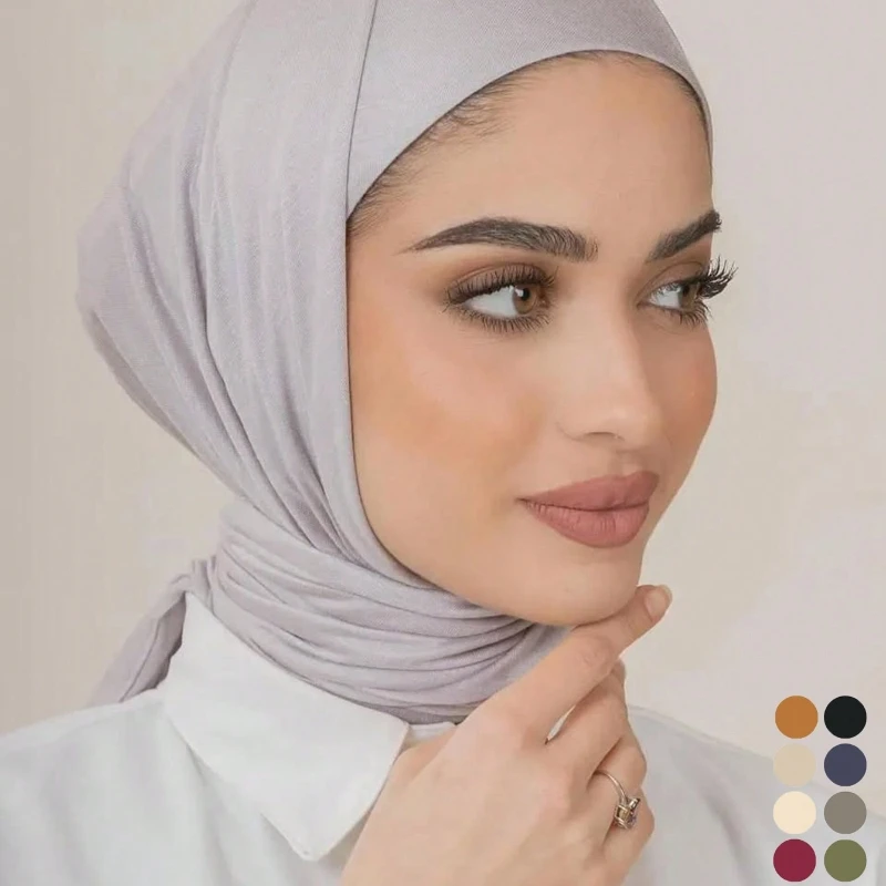 

Wholesale Ramadan Plain Triangle Scarf Solid Modal Jersey Hijab Elasticity Muslim Shawls Scarf Cotton Islam Shawls and Wraps