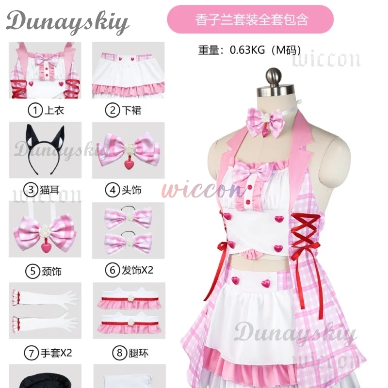 Juego Nekopara vainilla Chocola disfraz de Cosplay Anime Nekomimi Paradise peluca estampado traje de sirvienta mujer Sexy traje de Carnaval Kawaii