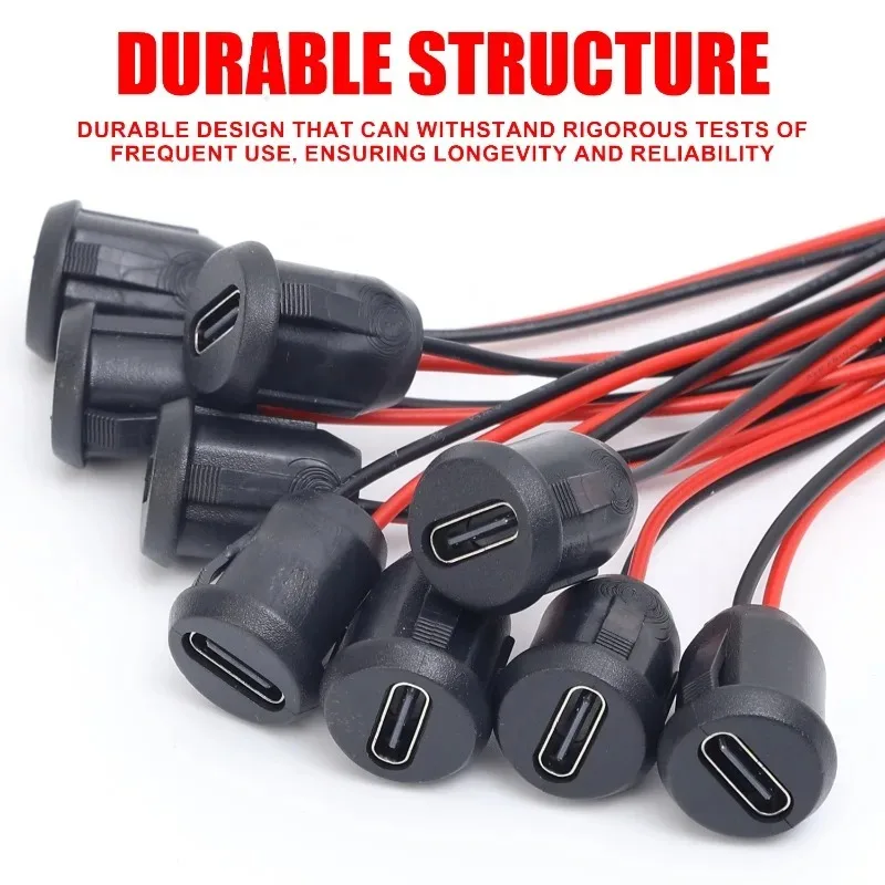 Waterproof Quick Charge Port TYPE-C Female Charger 2 Pin USB-type C Plug Battery Cable Connector Car Interior Accessory 1-20Pcs