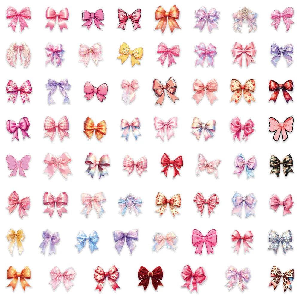 مجموعة ملصقات على شكل فيونكة مكونة من 60 قطعة - شارات PET شفافة مقاومة للماء، مثالية كمتجر Journal Flower LanLanStickersWorld Store #3