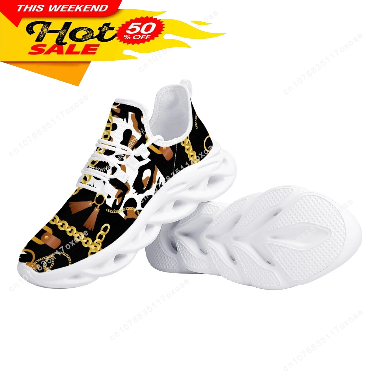 Fashion Leopard Women Platform Shoes Gold Baroque Chain Design Lady Couple Travel Mesh Sneaker Flat Footwear 2023