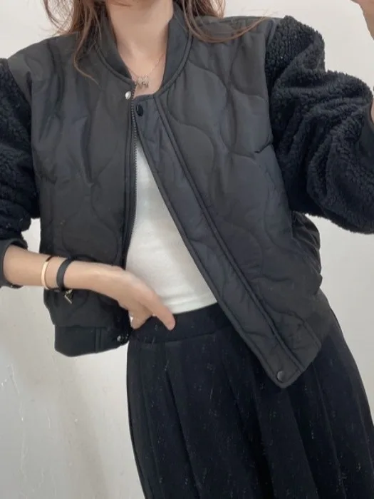 Mujer invierno ort Thiened piel de cordero empalme algodón Jaet béisbol Sle prendas de vestir exteriores suelta versátil Color Blo abrigo