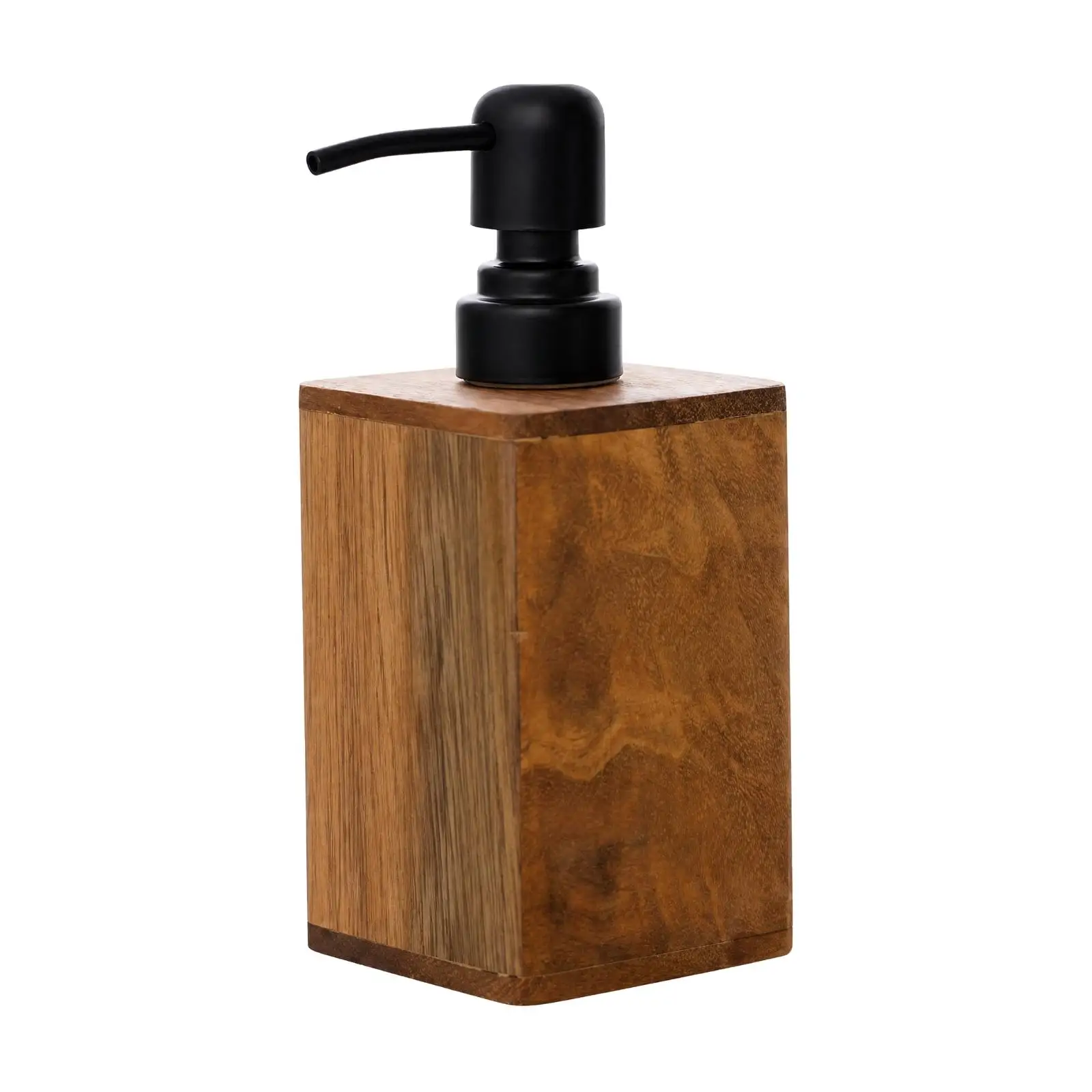 Wooden Liquid Dispenser with Press Pump Versatile Walnut Wood Toiletry Dispenser Refillable Liquid Container Countertop