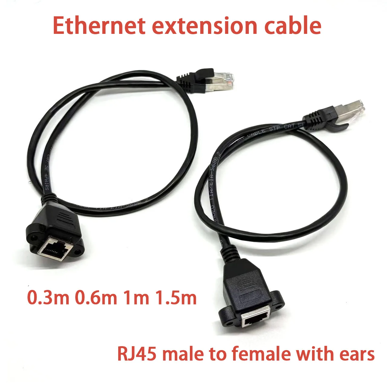 1PCS RJ45 Cable Male To Female 100M Speed Cat5 Screw Panel Mount Ethernet LAN Network Extension Cable   0.3m 0.5m 0.6m 1m