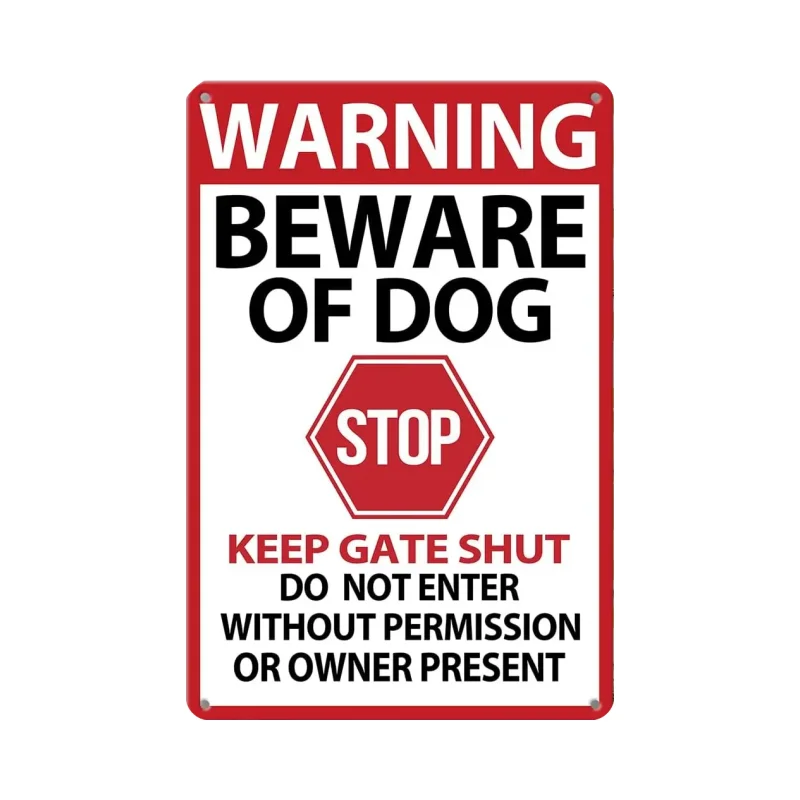 1pc Beware of Dog Mtal Tin Sign  for Fence,Warning Beware of Dog,Do Not Enter,Home Kitchen Farm Garden Decor 8 X 12 Inch1