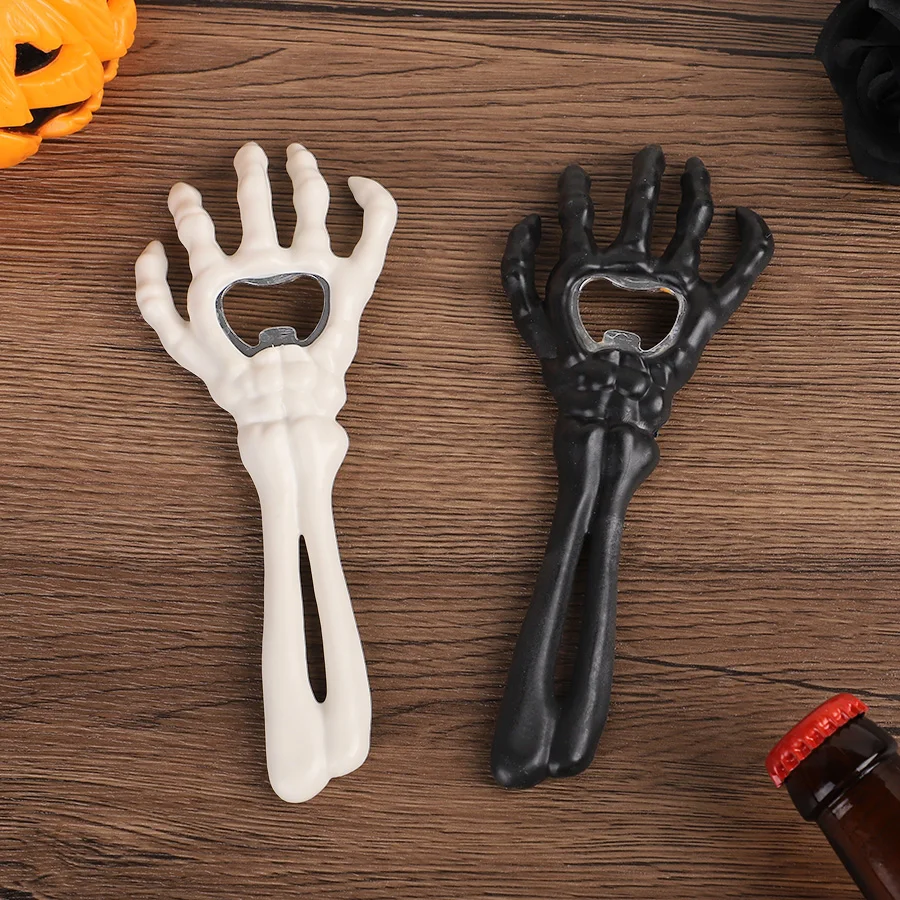 1pc Plastic Black White Skeleton Hand Bottle Opener Halloween Theme Party Gothic Kitchen Accessories Wine Opener Tool