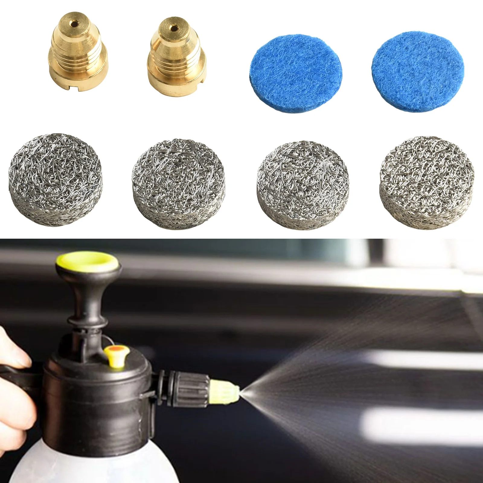 Kit elevador de pantalla de espuma multicapa, núcleos de pulverización de latón de 1,1mm, red de espuma de pantalla de 5/3 capas para máquina de limpieza de alta presión