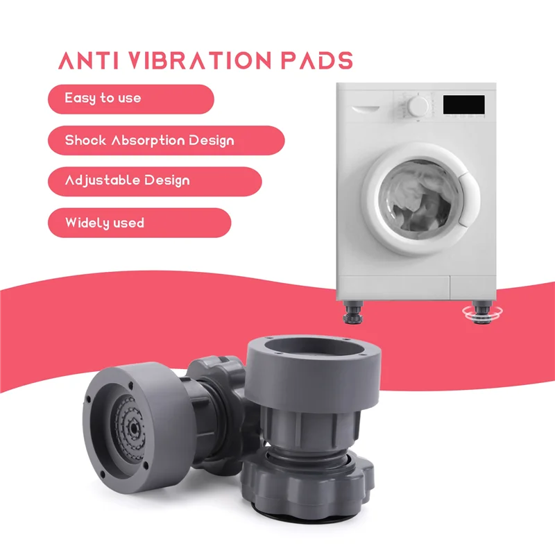 ABYN-وسادات القدم للغسالة تدعم قابل للتعديل للغاية سجادة ضد الإنزلاق وسادة قدم مضادة للاهتزاز للغسالة والمجفف