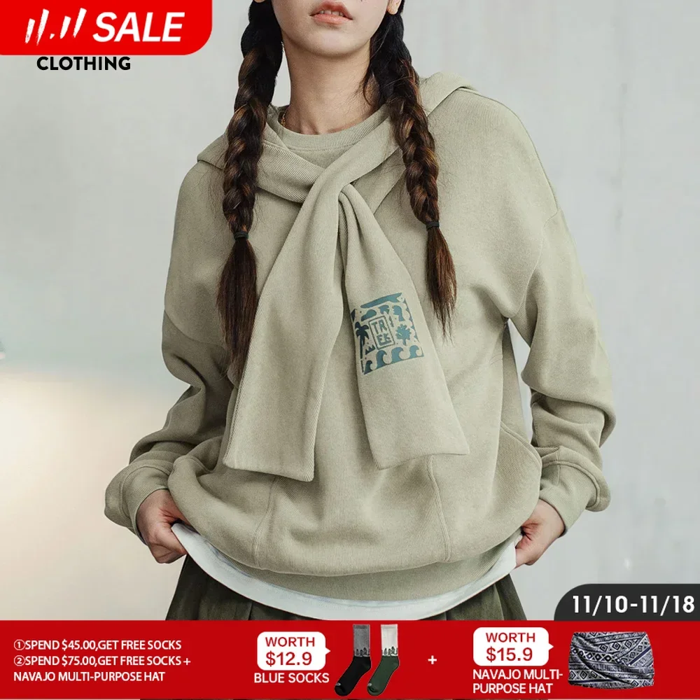 

Maden Cape-style Hoodie for Women TREK Theme Prints Versatile Casual Pullover Autumn Layered Jacket Female Streetwear Sweatshirt