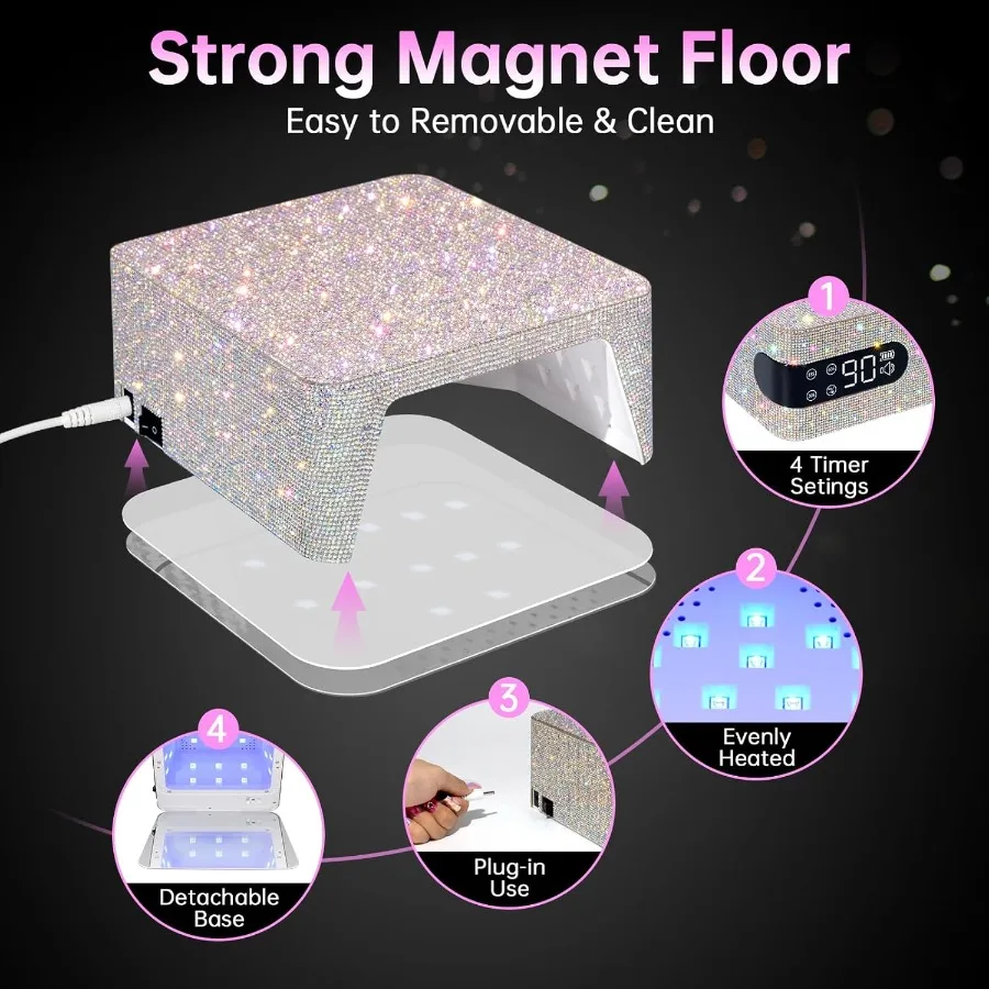 UV LED 96W oplaadbare nagellamp Professionele nageldroger met 4 timerinstellingen Snelle draadloze droge uithardingslamp met display Auto