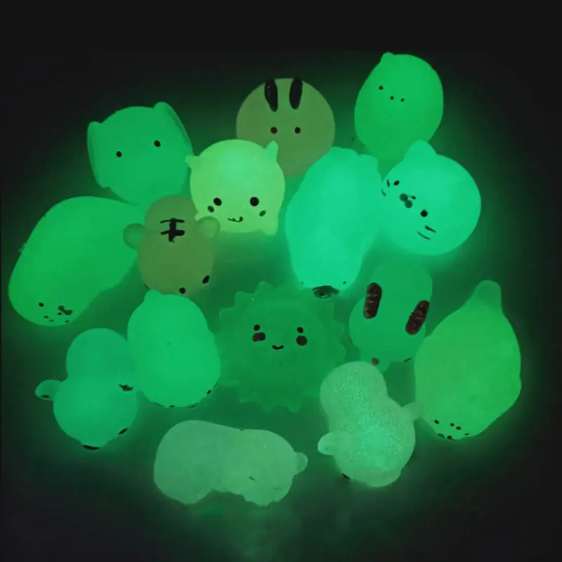 5-50Pcs NEW Glow Kawaii Toys Cute Animal Antistress Decompression Mochi Toy Soft Sticky Squishi Stress Relief Funny Gift Toys