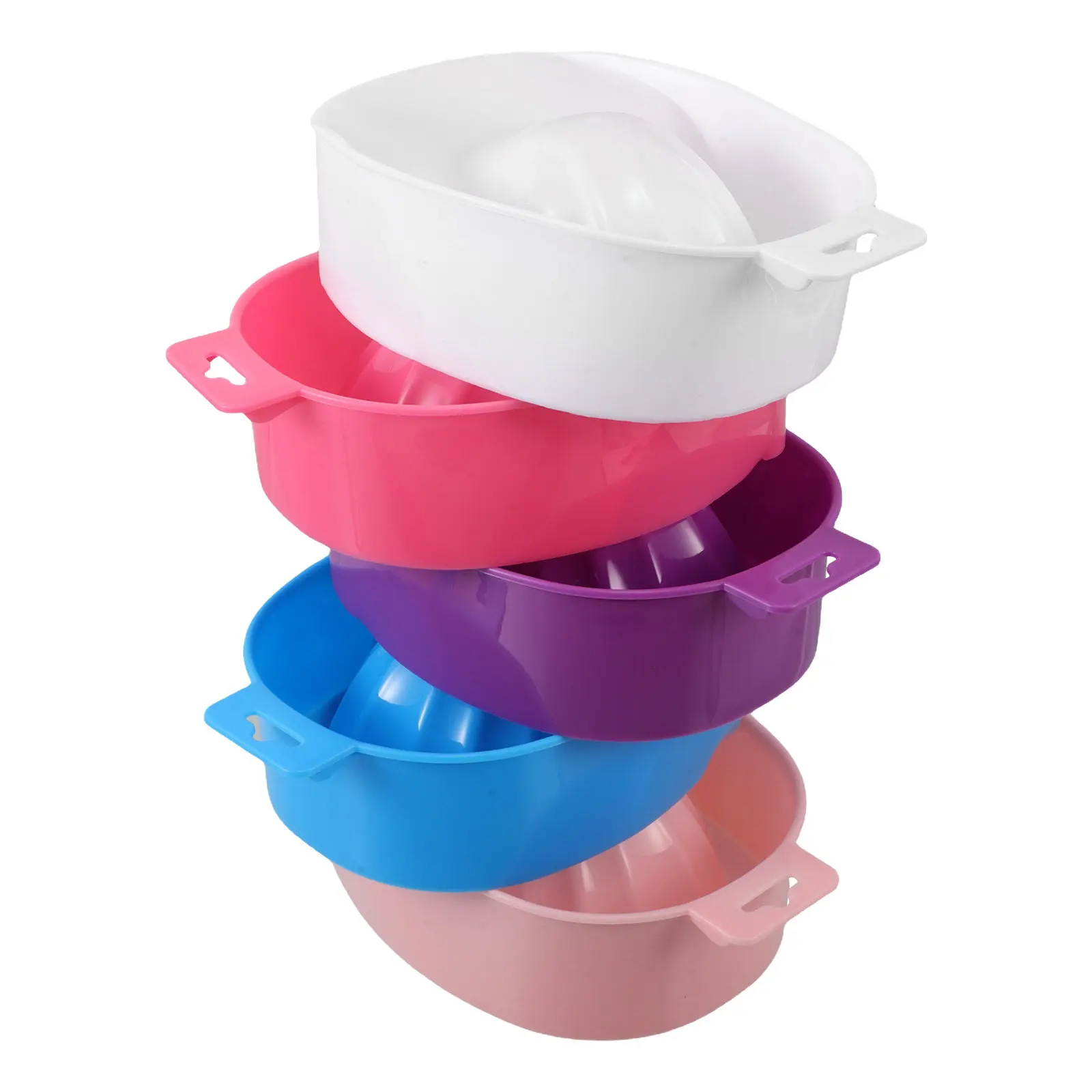 

5Pcs Nail Soak Bowls Ergonomic Spacious Design Manicure Hand Soaking Spa Bowl for Nail Polish Removal Salon Home Use