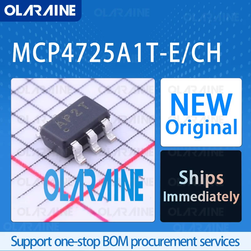 

1/5/10Pcs MCP4725A1T-E/CH SOT-23-6 Original Digital-to-Analog Converter - DAC RoHS 1 Channel Voltage 2.7 V to 5.5 V