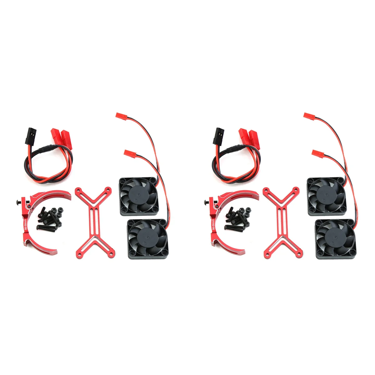 FFYY-2X 5687 56113 มอเตอร์ระบายความร้อนพัดลมระบายความร้อนแบบ Dual ฮีทซิงค์ 56-58 มม.สําหรับ 1/5 TRAXXAS XMAXX XRT Arrma Kraton อะไหล่อัพเกรด,สีแดง