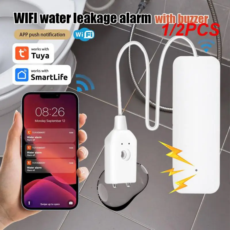 tuya smart home sensor de agua detector de vazamento alarme de vazamento de agua de inundacao funciona com tuya hub pcs 01