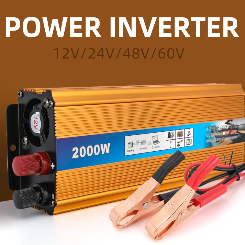 2000W car inverter 12v 24v to 220v repair sine wave inverter truck car multifunction converter high power car accessories