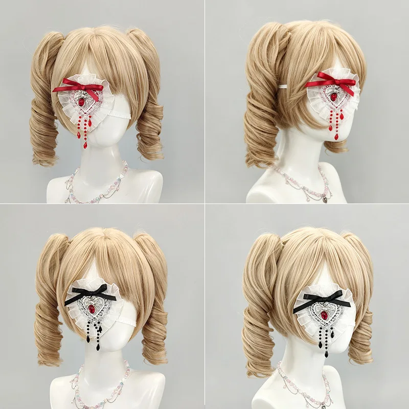 Dark Gothic Lolita Spider Eye Mask Y2K Yandere Vampire Single Eye Patch Lace Eye Mask Anime Cosplay Prop For Comic Con