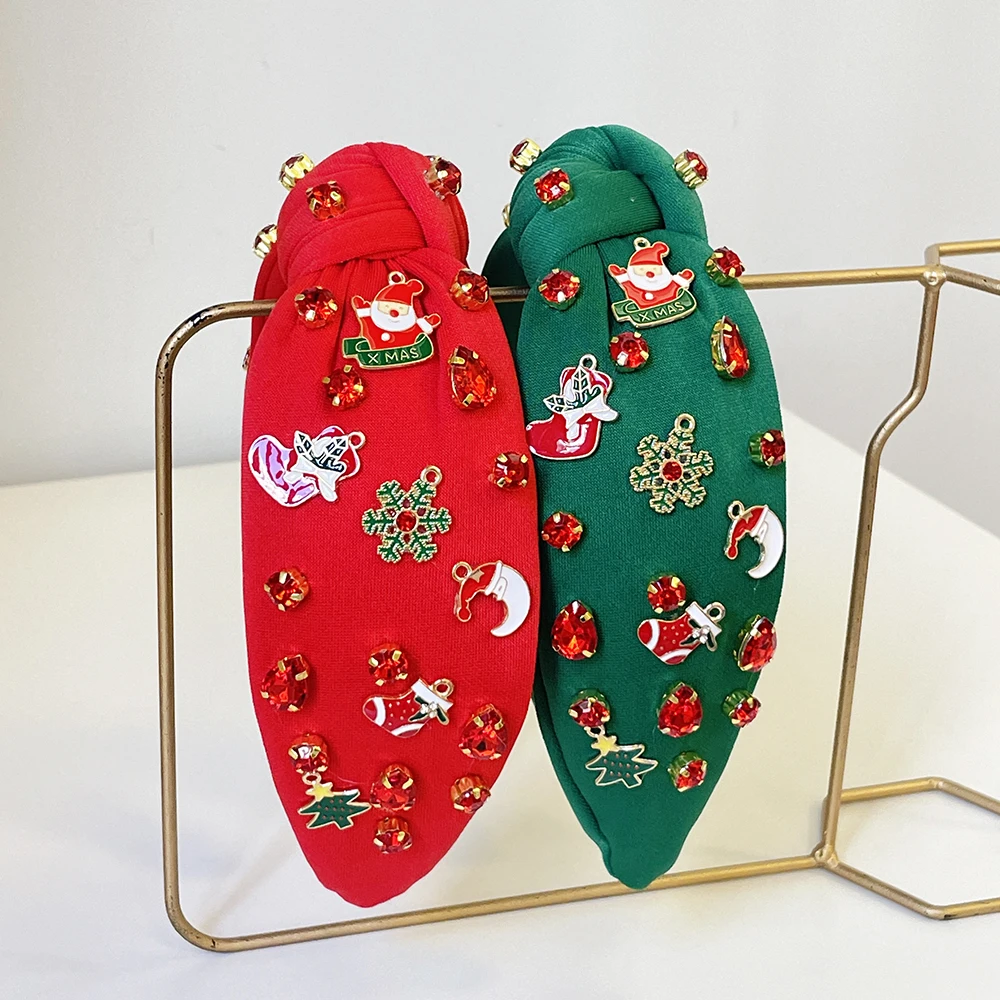 Christmas Red Green Boots Bell Big Knot Hairband Headband Adult Hair Accessories Hair Jewley